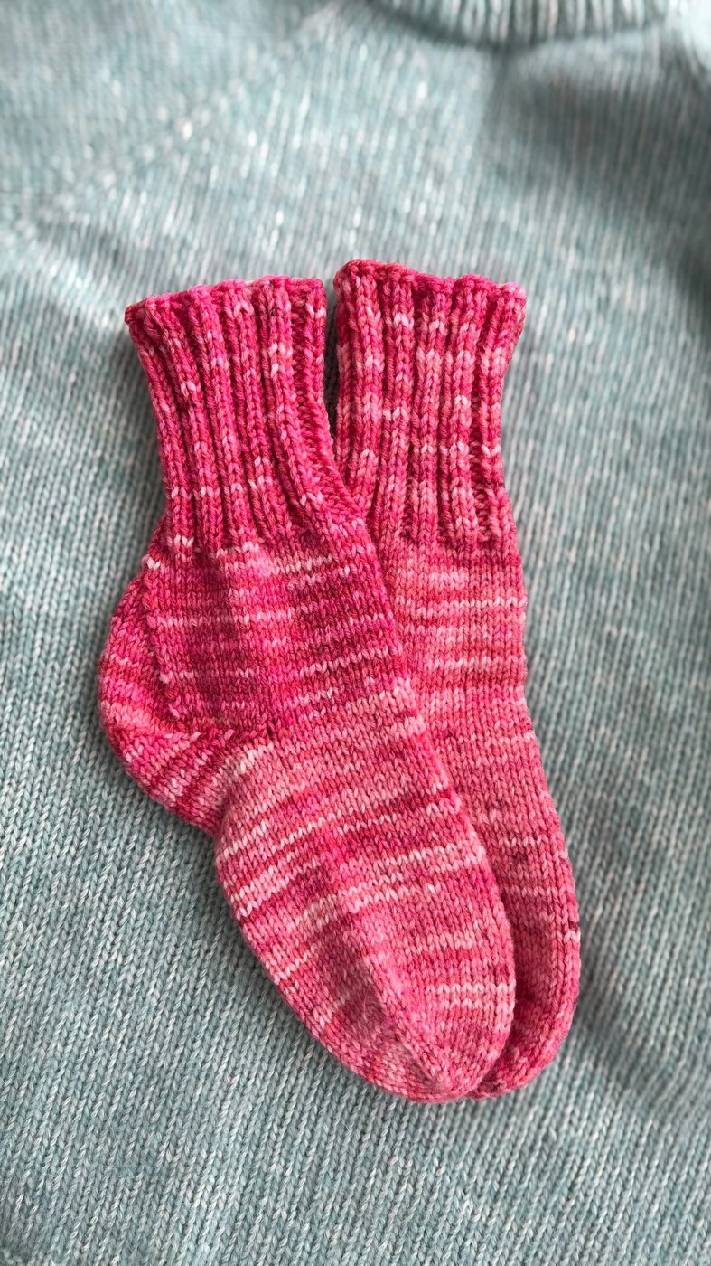 Pink knitted socks